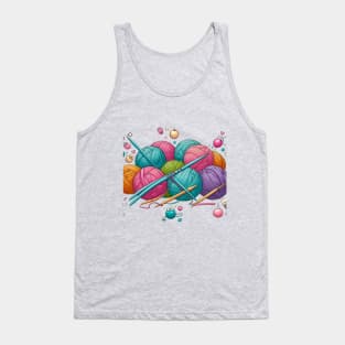 Crafter Knitting Needles and Balls of Yarn Tank Top